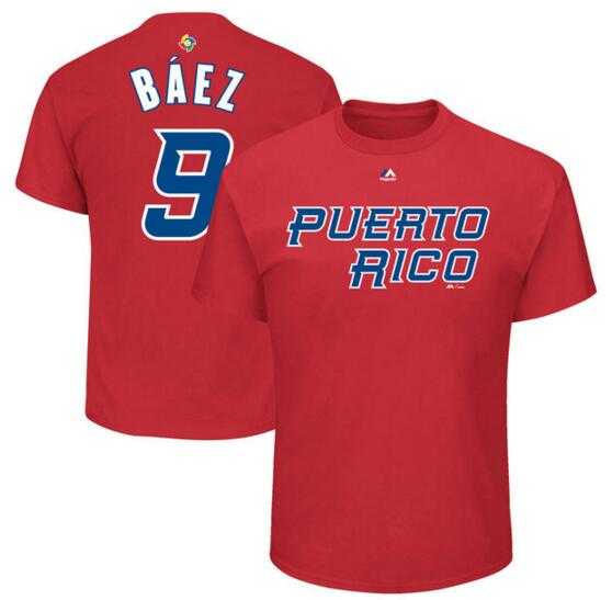 Puerto Rico Baseball 9 Javier Baez Majestic 2017 World Baseball Classic Name & Number T-Shirt Red,We sell and wholesale Puerto Rico Baseball 9 Javier Baez Majestic 2017 World Baseball Classic Name & Number T-Shirt Red on line form chian!